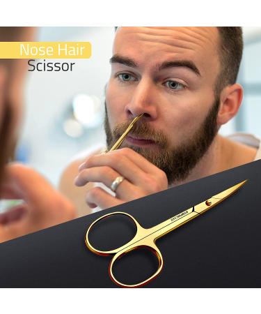 Utopia Care Gold Facial Hair Scissors for Men - Mustache, Beard & Nose Hair Trimming - Professional Stainless Steel - Buy Online on GoSupps.com