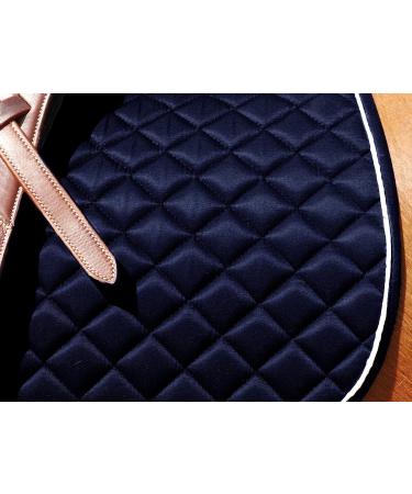 BasEQ Diamond Quilted Saddle Pad with Piping Navy/White - One Stop Equine Shop - Buy Online on GoSupps.com
