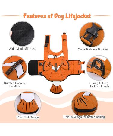 DENTRUN Dog Life Jacket Safety Vest - Adjustable Clownfish Shape for Swimming - High Visibility & Superior Floatation - Rescue Handle - XX-Large Orange - Buy Online on GoSupps.com