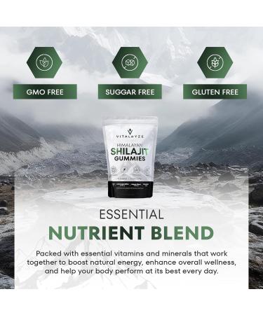 VITALRYZE Himalayan Shilajit Gummies with Ashwagandha Maca Root & Cordyceps Supports Energy Vitality & Focus Testosterone & Stamina Himalayan Shilajit Organic Travel Friendly 60 Gummies - Buy Online on GoSupps.com