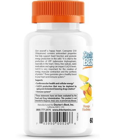 Doctor's Best CoQ10 Gummies 200mg - Heart Health Support, Energy Boost, 60 Count - Buy Online on GoSupps.com
