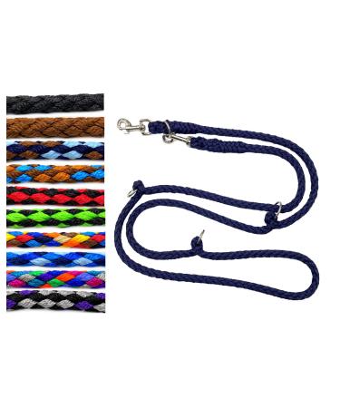 Dog linen large dogs up to 80 kg double linen jumbo 2.40m / 2.80m / 3.50m / 5m adjustable exercise line / guide in 17 different fabras very stable (5m 5 -time adjustable navy blau) 5m 5 mallable Marineblau