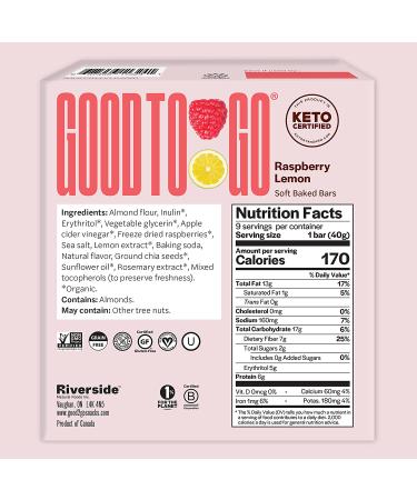 GOOD TO GO Soft Baked Bars - Raspberry Lemon, 9 Pack | Gluten Free, Keto, Paleo, Low Carb Snacks - Buy Online on GoSupps.com