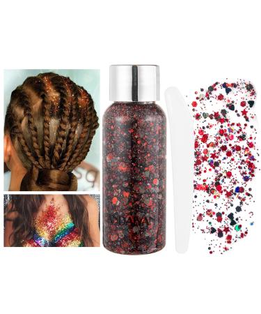 Body Glitter Gel Liquid Glitter Festival Glitter Chunky Glitter Long Lasting Sparkling DIY Arts Crafts-Red - Buy Online on GoSupps.com