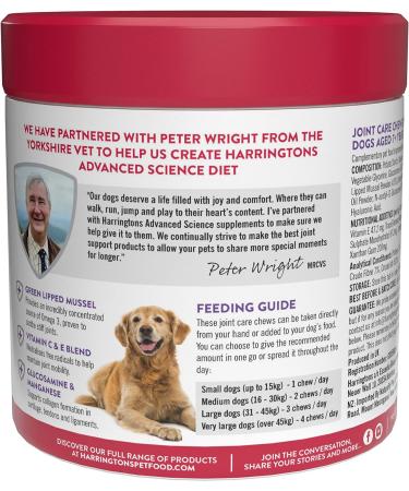 Harringtons Advanced Science Senior Dog Joint Care Supplements 150 Chews - Omega 3, Vitamin C & E for Senior Dogs - Buy Online on GoSupps.com