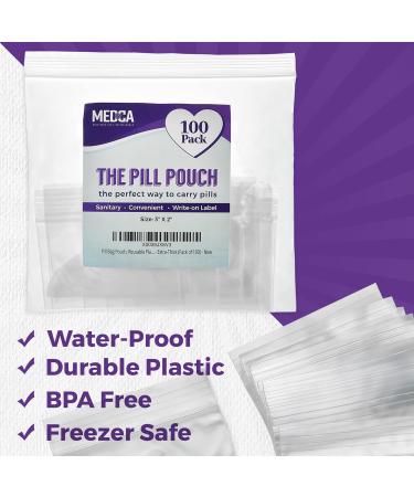 Extra-Thick Pill Pouch Bags - BPA Free Reusable 3x2 Zipper Storage Pouches Pack of 100 | Daily AM PM Travel Organizer - Buy Online on GoSupps.com