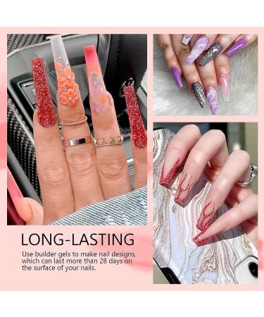 Saviland Builder Nail Gel Kit - 12 Colors Extension Glitter Hard Gel Set for Nail Strengthening and Art - Includes 3 Nail Brushes and Forms - A-Glitter Series - Buy Online on GoSupps.com