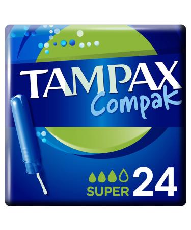 Tampax Compak Super Tampons with Applicator 24 Count Protection and Comfort During Your Period - Buy Online on GoSupps.com