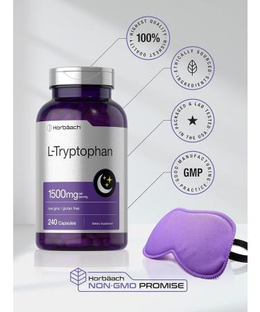 Horb ach L Tryptophan 1500mg Capsules | 240 Count | Nighttime Formula | Non-GMO Gluten Free Supplement - Buy Online on GoSupps.com