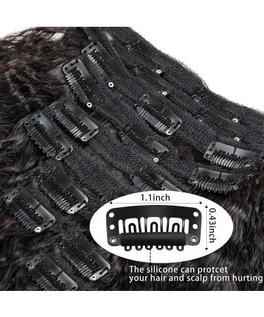 10A Italian Super 1B Natural Human Hair Kinky Straight Clip Ins for Black Women - 10Pc 120g 20inch - Buy Online on GoSupps.com