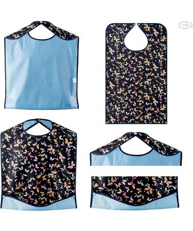 BauGaa L tzchen - Water-Repellent Adult Bib with Collecting Shell & Push Button Clasp | Washable Clothing Protection for Seniors | Large Reusable Black Butterfly - Buy Online on GoSupps.com