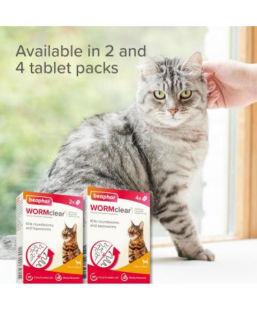 Beaphar | WORMclear Tablets for Cats | Kills All Common UK Intestinal Worms (Roundworms & Tapeworms) | Vet Strength Treatment | Meat-Flavoured | 2 Tablets (Pack of 1) 2 Tablets (Pack of 1) Single - Buy Online on GoSupps.com