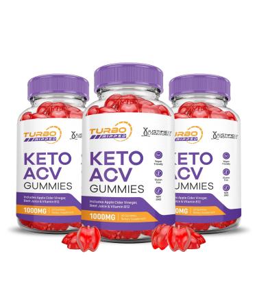 Justified Laboratories (3 Pack Turbo Ripped Keto ACV Advanced Formula 1000MG Keto Apple Cider Vinegar Formulated with Pomegranate Beet Juice Powder B12 Vegan Non GMO 180 Gummies 60 Count (Pack of 3)