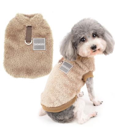Zunea fleec winter jacket for small dogs warm winter coat sweater sweater soft fuzzy puppy clothes with D-ring for dishes cold weather pet clothing for chihuahua cats brown m brown - Buy Online on GoSupps.com