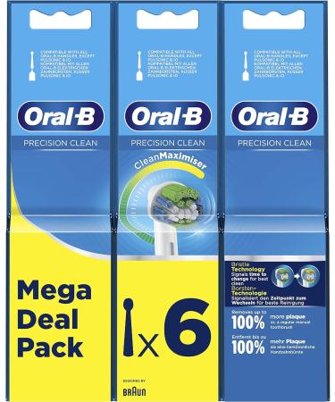 Oral-B Precision Clean Electric Toothbrush Head 6-Pack - CleanMaximiser Technology for Excess Plaque Removal - Buy Online on GoSupps.com