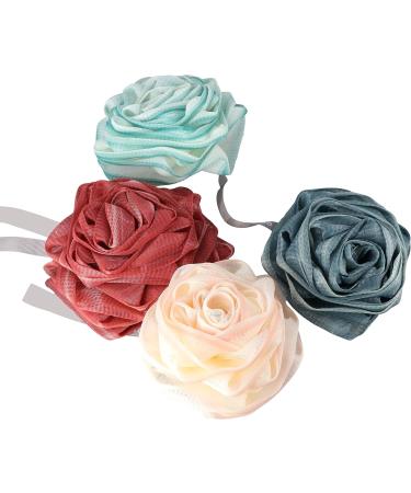 Leadigol Loofah Sponge Set - Exfoliating Bath Sponge for Men & Women | 4 Colorful Flower Shower Accessories | 55g Each - Perfect for Smooth Skin - Buy Online on GoSupps.com