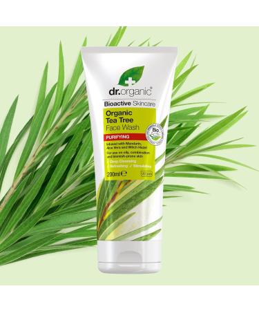 Dr Organic Tea Tree Face Wash 200ml - Natural Vegan Formula, Cruelty-Free, Paraben & SLS Free - Buy Online on GoSupps.com
