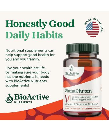 BioActive Nutrients CinnaChrom Chromium Picolinate Cinnamon Capsules - 120 Capsules, Gluten-Free Vegetable Supplement for Overall Health - Buy Online on GoSupps.com
