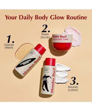 Monday Surf K Body Scrub Cream with Glycolic Acid Moisturizing Vanilla floral Scent Exfoliating Scrub for Shaving Prep & Bumpy Skin Vegan Microplastic-Free 9.5 oz - Buy Online on GoSupps.com