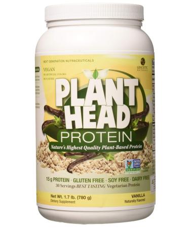 Genceutic Naturals Plant Head Protein Powder Supplement, Vanilla, 1.7-Pounds (lbs) Vanilla 1.7 Pound (Pack of 1)
