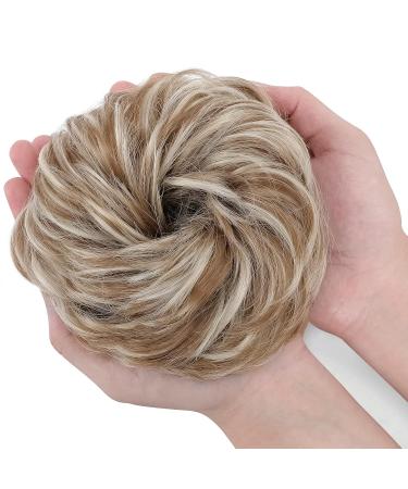 Silk-Co Hair Part with Rubber Band - Soft Wavy Bun & Thickening Extensions | Honey Brown & Bleach Blonde | 45g - Buy Online on GoSupps.com