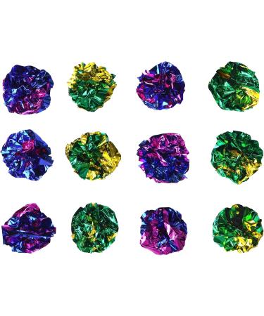 Chiwava 24PCS 1.6" Mylar Balls Shiny Crinkle Cat Toys Ball Kitten Crackle Lightweight Play Assorted Color - Buy Online on GoSupps.com