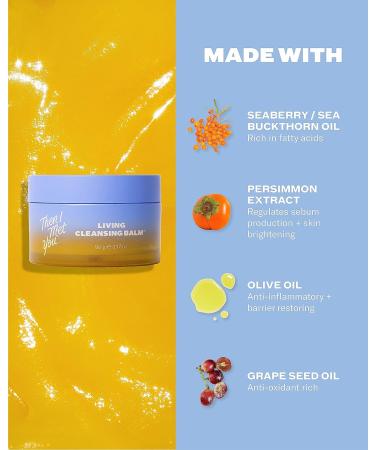 Then I Met You Living Cleansing Balm - Oil Cleanser & Makeup Remover with Grape Seed, Olive & Seaberry Oils - Vegan Clean Skincare (3.17oz) - Buy Online on GoSupps.com