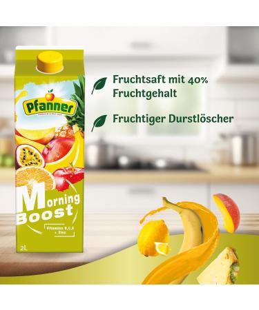 Pfanner Morning Boost Drink 2L - Yellow Fruit Nectar with 40% Fruit Content | Multivitamin Multi-Fruit Drink with B C E Vitamins | International Shipping Available - Buy Online on GoSupps.com