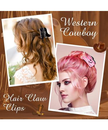 Yunlly 12 Pcs Western Cowboy Hair Claw Clips - Leopard Star Cowgirl Boot Hat Jaw Hair Clip Set for Girls - Buy Online on GoSupps.com