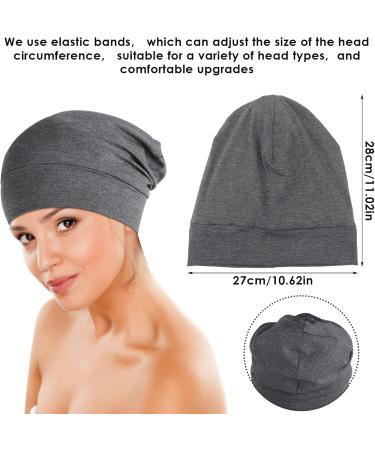 Wllhyf Silk Sleeping Hat - 2 Soft Satin-Lined Hair Wraps & Adjustable Turban for Chemotherapy & Frizzy Hair - Gray & Black - Buy Online on GoSupps.com