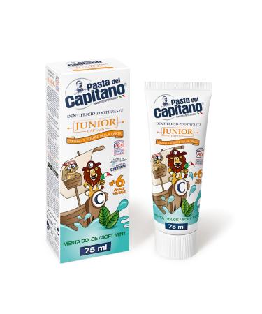 Pasta del Capitano sweet mint baby toothpaste gentle toothpaste with a sweet mint taste protects against plaque and caries suitable for children from 6 years 75 ml tube made in Italy - Buy Online on GoSupps.com
