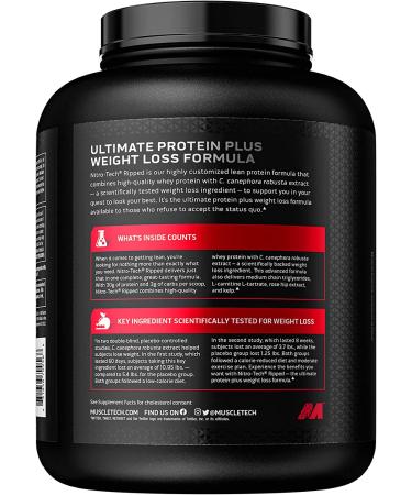 Muscletech Nitro-Tech Ripped Protein Powder 4lbs | Whey Protein Isolate for Weight Loss | Chocolate Fudge Brownie Flavor | 42 Servings - Buy Online on GoSupps.com