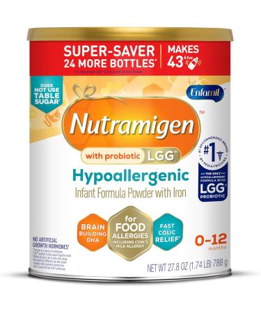 Enfamil Nutramigen Infant Formula Hypoallergenic and Lactose Free Formula with Enflora LGG Fast Relief from Severe Crying and Colic - Brain Building DHA Probiotic LGG for Immune Support 27.8 Oz