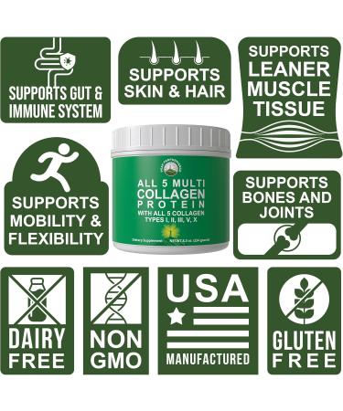 Peak Performance All 5 Multi-Collagen Protein Powder Peptides Multi-Collagen Contains All Types I II III V X. Keto Paleo Friendly with Hydrolyzed Bovine Marine Chicken Bone Broth Collagens - Buy Online on GoSupps.com