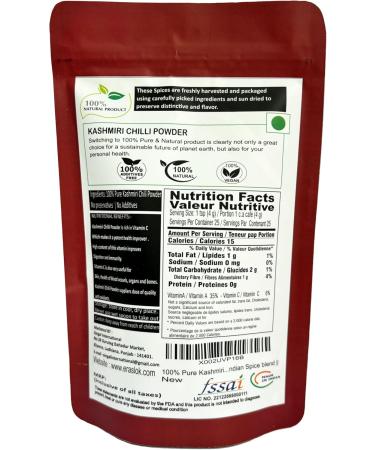 Raslok 100% Pure Kashmiri Chilli Powder 100gm - 3.5OZ (Deggi Mirch Low Heat) | Ground Indian Spices| Indian Origin || Traditional & all natural Indian Spice blend || - Buy Online on GoSupps.com