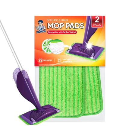 DR DAPPER Reusable Mop Pad Refills Compatible with Swiffer WetJet Mop 2 Pack Wet Jet Pads Microfiber Mop Pad Refills for Floor Mopping and Cleaning Wet & Dry Use Refills