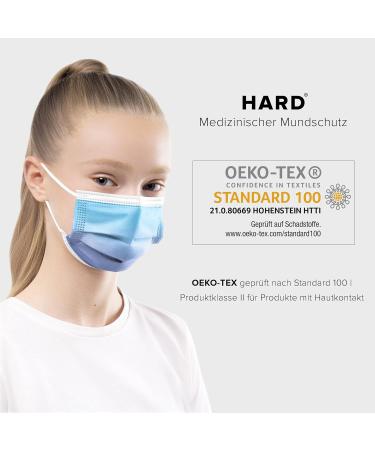 50pc Small Disposable Face Masks Made in Germany - CE Certified, Type IIR - Breathable Triple Layer Filtration - Rainbow Turquoise - Buy Online on GoSupps.com