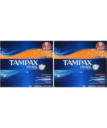 Tampax Pearl Super Plus Tampons, 72 Count (2 Pack) - Unscented, Plastic Applicator - Buy Online on GoSupps.com