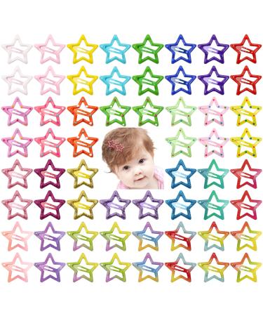 Dizila 60 Pieces/30 Pairs Small 1.3 Non Slip Glitter Sparkly Star Metal Snap Hair Clips Mini Barrettes Tiny Stars Shaped Hairclips Hairpins Y2K Hair Accessories for Baby Girls Toddlers Kids Women