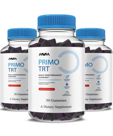 (3 Pack) Primo TRT Maximum Strength Performance Gummies PrimoTRT Gummy Supplement Prime TRT Maximum Strength Advanced Shiljait Vitamin Support Supplement Primo TRT Premium Gomitas (3 Month Supply)