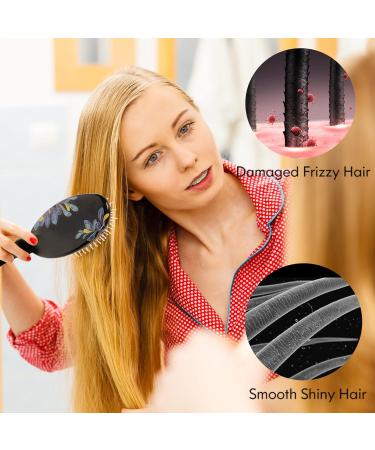 Sosoon Boar Bristle Hair Brush for Women Men Kids - Smoothing Detangling Hairbrush for Thick Curly Dry Wet Hair - Adds Shine, Improves Texture - Includes Hair Comb (Black) - Buy Online on GoSupps.com