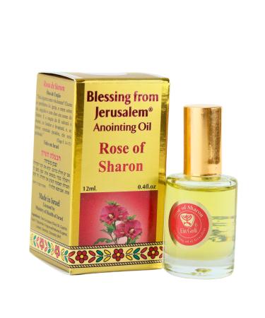 Ein Gedi Rose of Sharon Anointing Oil Blessing from Jerusalem Gold Collection Holy Land Anointing Oil for Prayers and Blessings. (12ml Rose of Sharon)