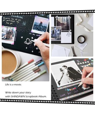 11x8 inch Scrapbook Photo Album, Hardcover Memory Book with 80 Black Craft Paper Pages - DIY Handmade Scrapbooking Kit for Wedding, Anniversary, Graduation, Traveling, Baby Shower - Black - Buy Online on GoSupps.com
