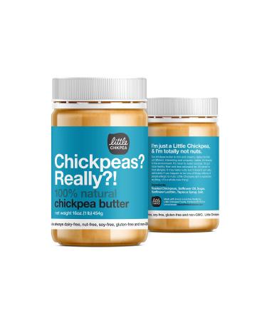 LITTLE CHICKPEA | Chickpeas Really! All-Natural Chickpea Butter | Non-Dairy | Gluten-Free, Soy-Free, Nut-Free| Non-GMO| Kosher| High Fiber| High Protein| Good For You| Sustainable-Spread | Drought-Proof| Allergy Free| 16oz Jar, Pack of 1