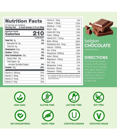 Designer Wellness Plant Meal Replacement Powder - Pea & Rice Protein with Vitamins, Minerals, Fats, Antioxidants - Belgian Chocolate - 1.32 lb - Buy Online on GoSupps.com