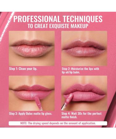 Oulac Liquid Matte Lipstick - Vegan Peach Pink with Gold Glimmer Long-Lasting Intense Color Gluten-Free (4.5 ml) | Kiss from the Rose - Buy Online on GoSupps.com