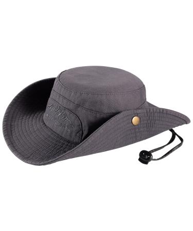 Obling Sun Hat, Fishing Hat UPF 50 Wide Brim Bucket Hat Safari Boonie Hat B-grey