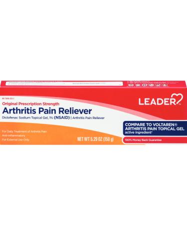 Leader Diclofenac Sodium Topical Arthritis Pain Relief Gel Tube Powerful Anti-Inflammatory Gel (Compare to Voltaren) 5.30 Ounce 5.30 5.3