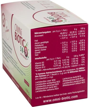Omni Biotic SR-9 with B-Vitamins - 28 Portions (84g) | 9 Bacterial Strains | 15 Billion Probiotics Daily | Vegan Gluten-Free & Lactose-Free Powder for Daily Use - Buy Online on GoSupps.com