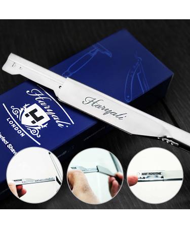 Premium Folding Barber Shavette Razor - Steel Straight Cut Throat Razor for Men | Leather Pouch & Box Included | International Shipping Available - Buy Online on GoSupps.com